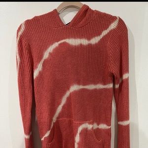 Belle by Belldini Hooded Knit Sweater Womens Size M Color-Terracotta/White